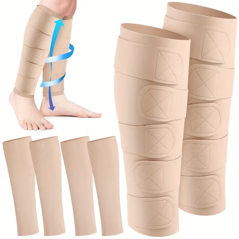 3 Pairs Adjustable Compression Leg Wraps